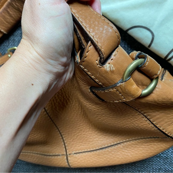 Cole Haan Rusty Brown Orange Leather Hobo Shoulder Bag with Dust Bag - Picture 10 of 16